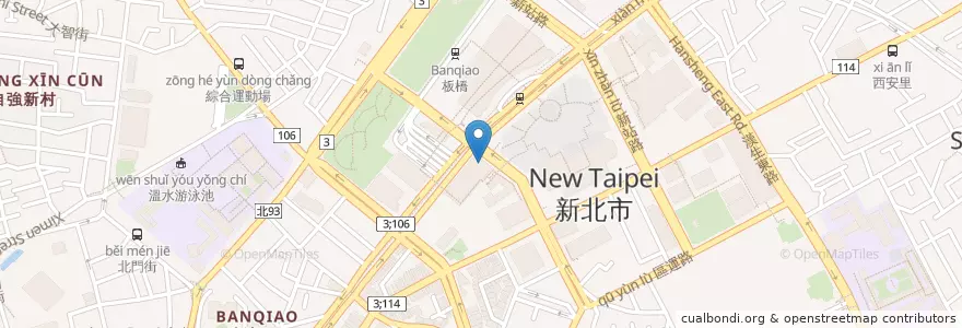 Mapa de ubicacion de 板信商業銀行 en تايوان, تايبيه الجديدة, 板橋區.