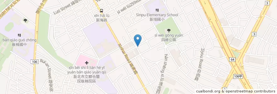 Mapa de ubicacion de 臺灣新光商業銀行 en 臺灣, 新北市, 板橋區.