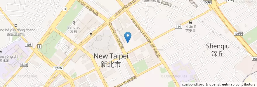 Mapa de ubicacion de 澳盛(台灣)商業銀行 en 臺灣, 新北市, 板橋區.