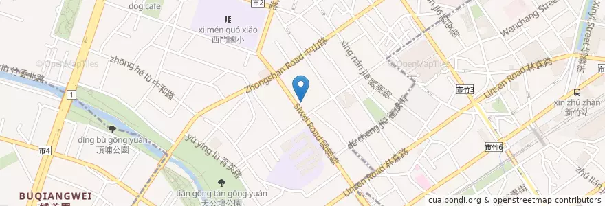 Mapa de ubicacion de 台中商業銀行 en 台湾, 台湾省, 新竹市, 北区.