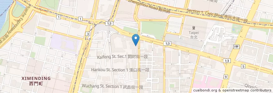 Mapa de ubicacion de 日盛國際商業銀行 en 台湾, 新北市, 台北市, 中正区.