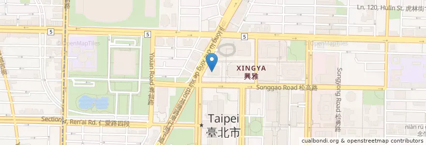 Mapa de ubicacion de 台新國際商業銀行 en Тайвань, Новый Тайбэй, Тайбэй, 信義區.