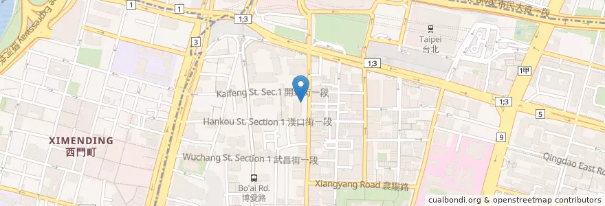 Mapa de ubicacion de 第一商業銀行 en تايوان, تايبيه الجديدة, تايبيه, 中正區.