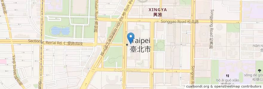 Mapa de ubicacion de 台北富邦商業銀行 en Тайвань, Новый Тайбэй, Тайбэй, 信義區.