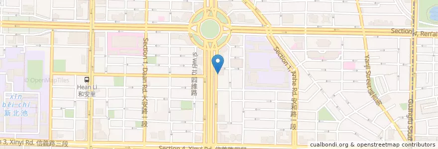 Mapa de ubicacion de 滙豐(台灣)商業銀行 en تايوان, تايبيه الجديدة, تايبيه, 大安區.