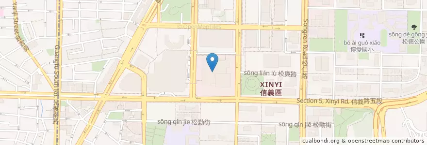 Mapa de ubicacion de 遠東國際商業銀行 en تايوان, تايبيه الجديدة, تايبيه, 信義區.