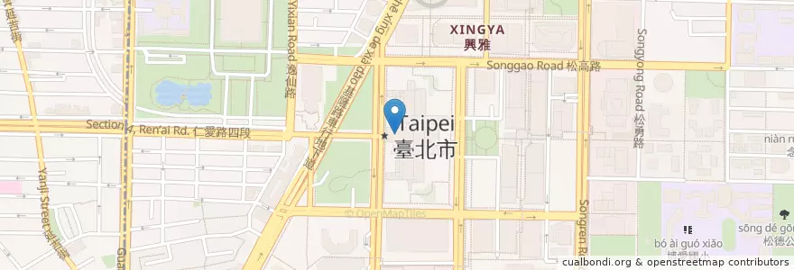 Mapa de ubicacion de 台北富邦商業銀行 en تايوان, تايبيه الجديدة, تايبيه, 信義區.