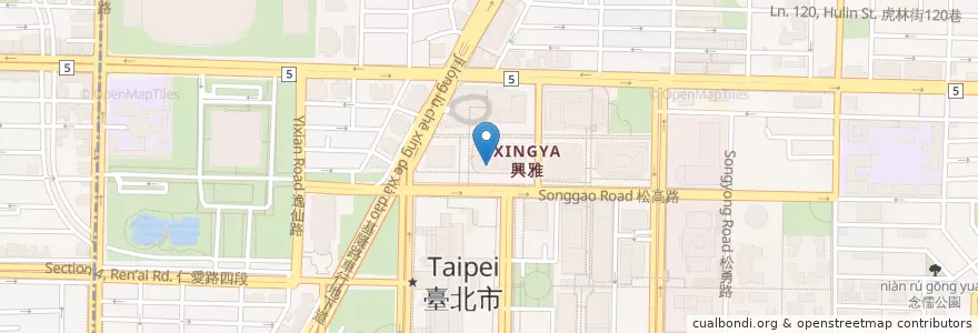 Mapa de ubicacion de 中國信託商業銀行 en 臺灣, 新北市, 臺北市, 信義區.
