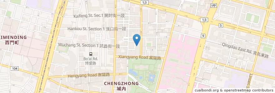Mapa de ubicacion de 臺灣土地銀行 en 타이완, 신베이 시, 타이베이시, 중정 구.