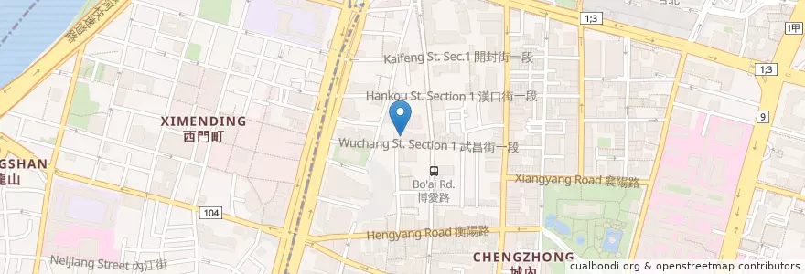 Mapa de ubicacion de 臺灣銀行 en Taiwán, Nuevo Taipéi, Taipéi, 萬華區, 中正區.