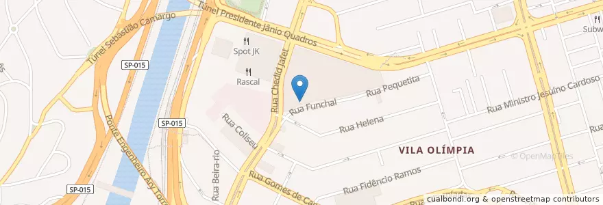 Mapa de ubicacion de Rua Funchal en ブラジル, 南東部地域, サンパウロ, Região Geográfica Intermediária De São Paulo, Região Metropolitana De São Paulo, Região Imediata De São Paulo, サンパウロ.