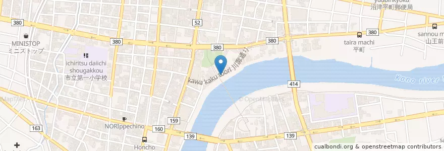 Mapa de ubicacion de 勘右衛門 en Japonya, 静岡県, 沼津市.