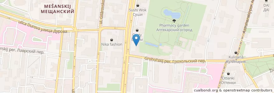 Mapa de ubicacion de Садовый буфет en Russland, Föderationskreis Zentralrussland, Moskau, Zentraler Verwaltungsbezirk, Мещанский Район.