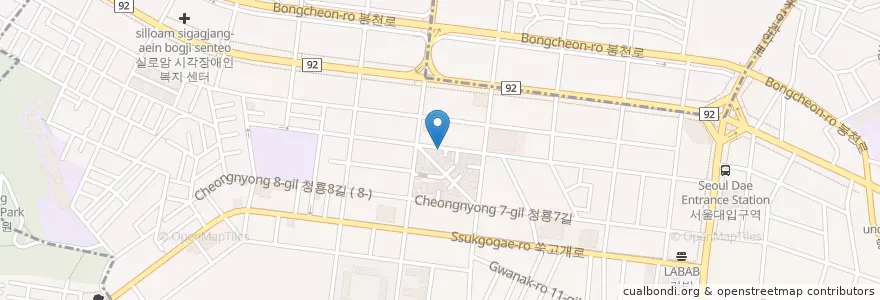 Mapa de ubicacion de 다다화실 en 대한민국, 서울, 관악구, 청룡동.