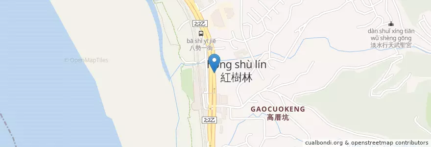 Mapa de ubicacion de 寶媽美食館 en Taiwan, Nuova Taipei, Distretto Di Tamsui.