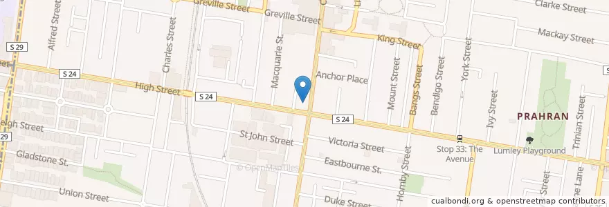 Mapa de ubicacion de Prahran Amcal Pharmacy en Avustralya, Victoria, City Of Stonnington.