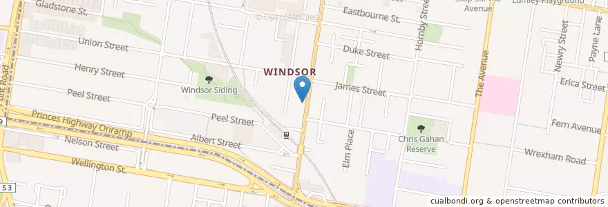 Mapa de ubicacion de Windsor Post Office en Australia, Victoria, City Of Stonnington.