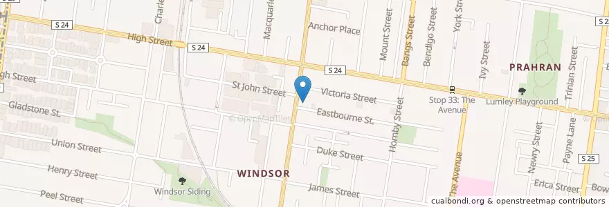 Mapa de ubicacion de The Swan Hotel en Australia, Victoria, City Of Stonnington.