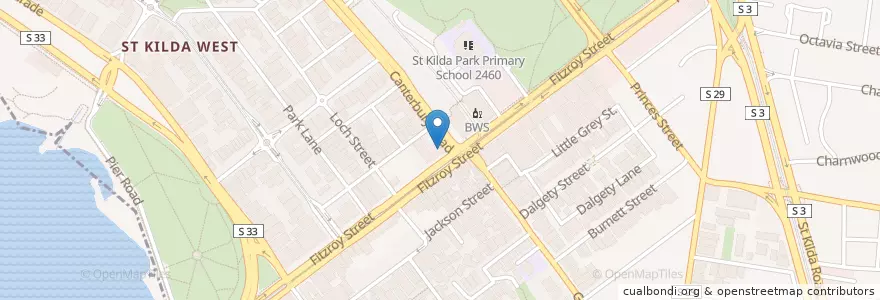 Mapa de ubicacion de St Hotel en Australien, Victoria, City Of Port Phillip.