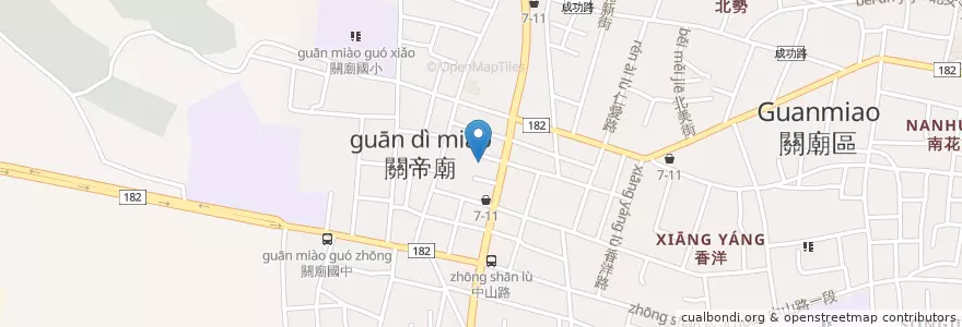 Mapa de ubicacion de 土魠魚羹攤 en 台湾, 台南市, 関廟区.