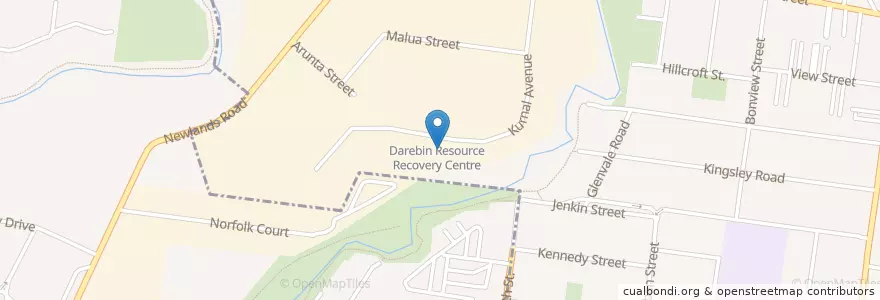 Mapa de ubicacion de Darebin Resource Recovery Centre en أستراليا, ولاية فيكتوريا, City Of Darebin.
