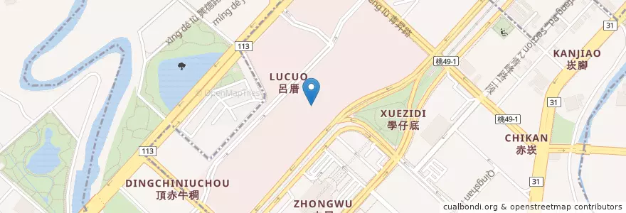Mapa de ubicacion de 第二廣場噴水池 en تايوان, تاو يوان, زونغلي.