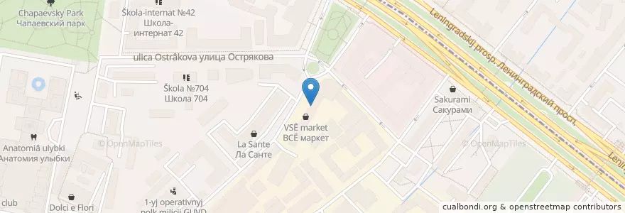 Mapa de ubicacion de Prime en Russie, District Fédéral Central, Moscou, Северный Административный Округ, Хорошёвский Район.