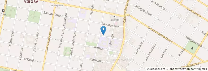 Mapa de ubicacion de Centro Oscar Arnulfo Romero en Cuba, La Habana, Diez De Octubre.