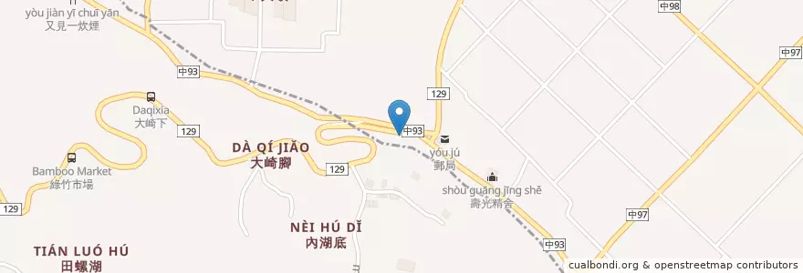Mapa de ubicacion de 中湘小吃 en 臺灣, 臺中市, 新社區.