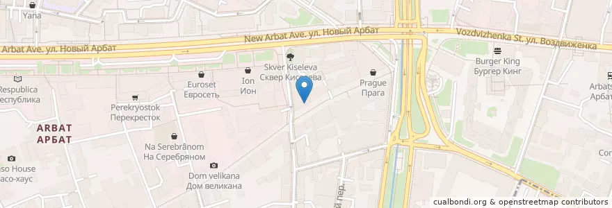 Mapa de ubicacion de Krispy Kreme en Rusland, Centraal Federaal District, Moskou, Центральный Административный Округ, Район Арбат.