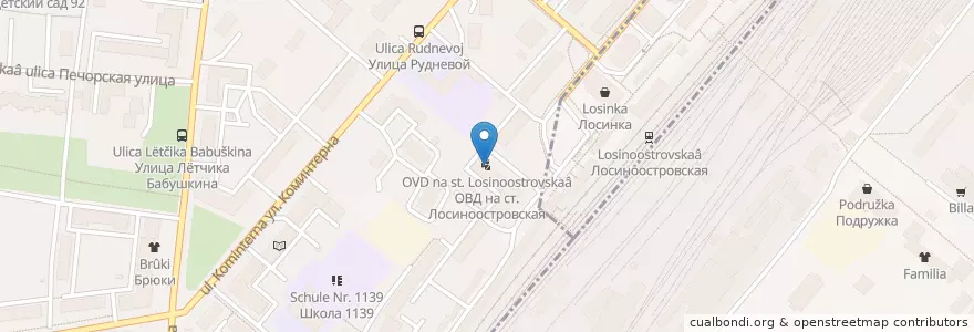 Mapa de ubicacion de ОВД на ст. Лосиноостровская en Russia, Central Federal District, Moscow, North-Eastern Administrative Okrug, Babushkinsky District.