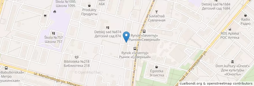 Mapa de ubicacion de Сердечко en Russia, Distretto Federale Centrale, Москва, Северо-Восточный Административный Округ, Бабушкинский Район.