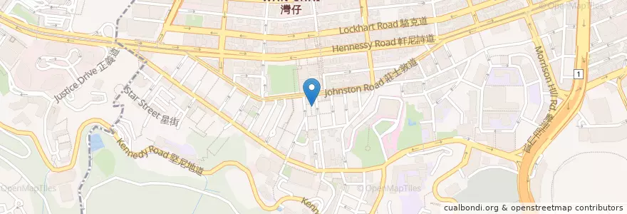 Mapa de ubicacion de 漁川米線 en 中国, 广东省, 香港 Hong Kong, 香港島 Hong Kong Island, 新界 New Territories, 灣仔區 Wan Chai District.
