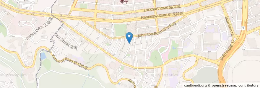 Mapa de ubicacion de 旺記燒味茶餐廳 Mong Kee BBQ Restaurant en 中国, 広東省, 香港, 香港島, 新界, 灣仔區 Wan Chai District.