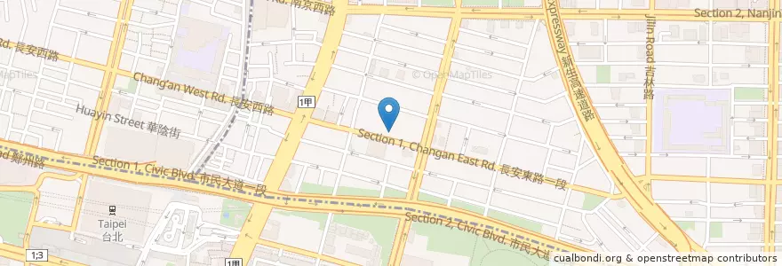 Mapa de ubicacion de 彰化商業銀行 en 臺灣, 新北市, 臺北市, 中山區.