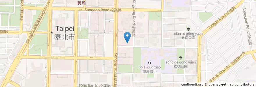 Mapa de ubicacion de 滙豐(台灣)商業銀行 en 台湾, 新北市, 台北市, 信義区.