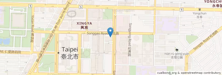 Mapa de ubicacion de 星展(台灣)商業銀行 en 台湾, 新北市, 台北市, 信義区.