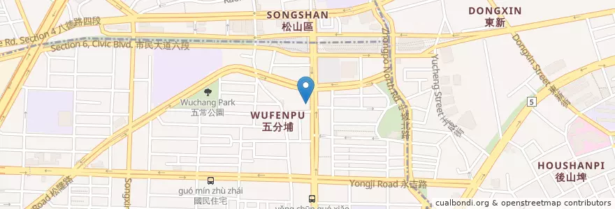 Mapa de ubicacion de 臺灣土地銀行 en 臺灣, 新北市, 臺北市, 信義區.