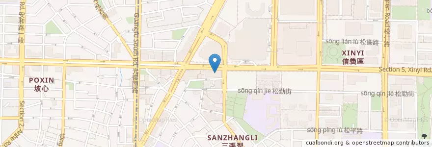 Mapa de ubicacion de 臺灣新光商業銀行 en 타이완, 신베이 시, 타이베이시, 신이 구.