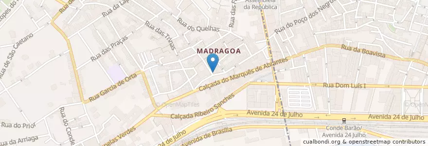 Mapa de ubicacion de Invicta Madragoa en Portugal, Aire Métropolitaine De Lisbonne, Lisbonne, Grande Lisboa, Lisbonne, Estrela.