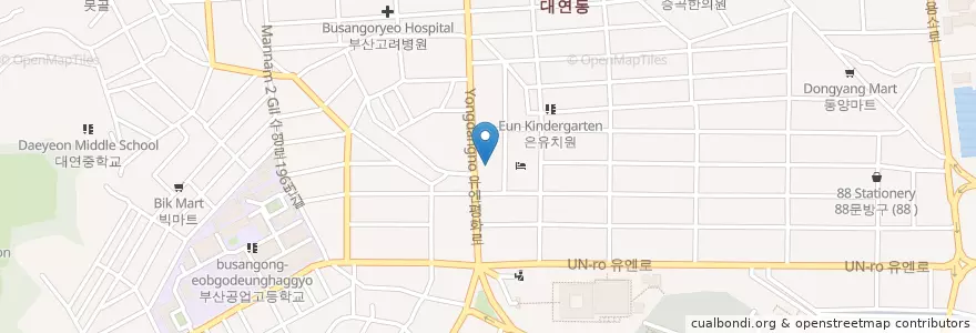 Mapa de ubicacion de 쌍둥이돼지국밥 en Güney Kore, Busan, 남구, 대연동.