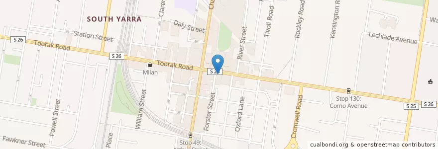Mapa de ubicacion de A La Bouffe Bar and Bistro en Australia, Victoria, City Of Stonnington.
