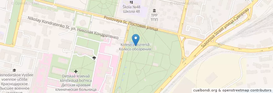 Mapa de ubicacion de Летняя сцена en روسيا, منطقة فيدرالية جنوبية, منطقة كراسنودار, Городской Округ Краснодар.