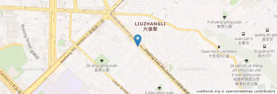 Mapa de ubicacion de 耳鼻喉科右轉 en Taiwan, New Taipei, Taipei, Da'an District.