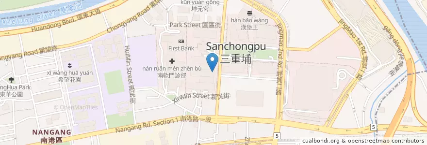 Mapa de ubicacion de 合作金庫商業銀行 en 타이완, 신베이 시, 타이베이시, 난강 구.