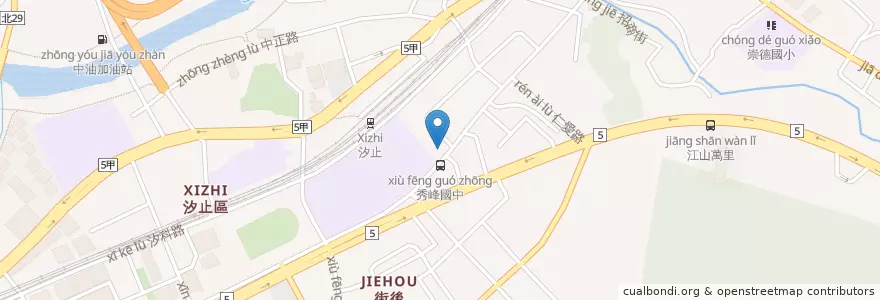 Mapa de ubicacion de 合作金庫商業銀行 en 타이완, 신베이 시, 시즈 구.