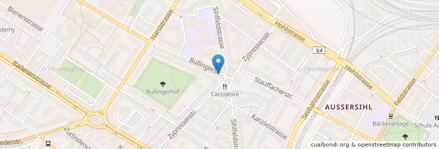 Mapa de ubicacion de Bullingerplatz en Schweiz/Suisse/Svizzera/Svizra, Zürich, Bezirk Zürich, Zürich.