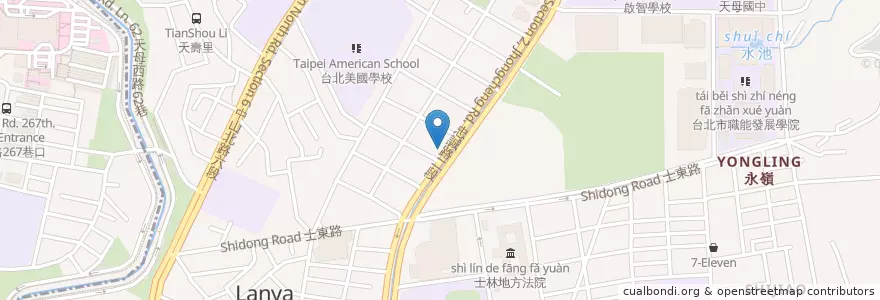 Mapa de ubicacion de 臺灣土地銀行 en 台湾, 新北市, 台北市, 士林区.