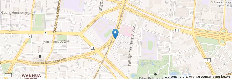 Mapa de ubicacion de 華南商業銀行 en تايوان, تايبيه الجديدة, تايبيه, 萬華區, 中正區.