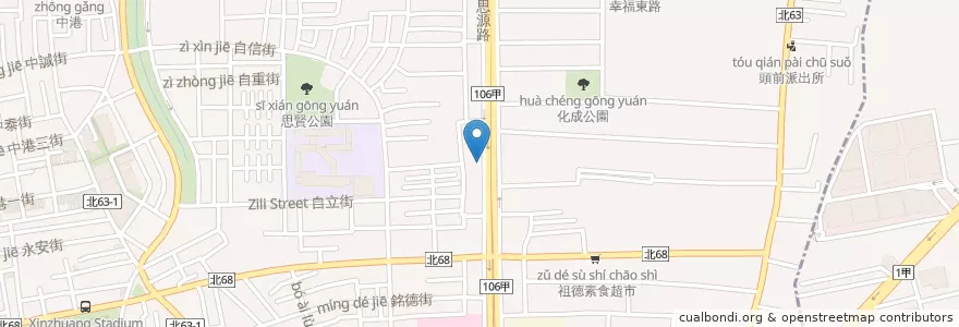Mapa de ubicacion de 臺灣土地銀行 en 타이완, 신베이 시, 신좡 구.